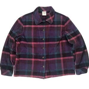 Vintage Allison Daley Womens Shacket 14P Long Sleeve Purple Blue Button Up